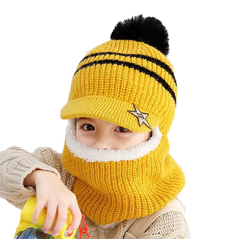 Kids Girls Boys Toddler Baby Winter Warm Hat Hooded Scarf Earflap Knitted Cap