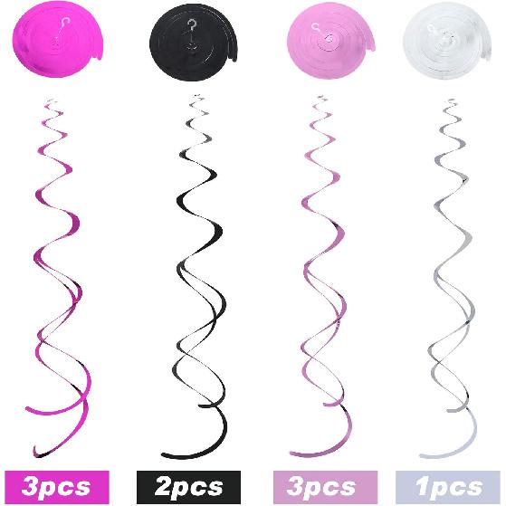 30 Pieces Paris Party Hanging Swirls Decorations, Pink Paris Eiffel Tower High Heels Ooh La La Card Hanging Metallic Foil Streamers Decor Kid Boy