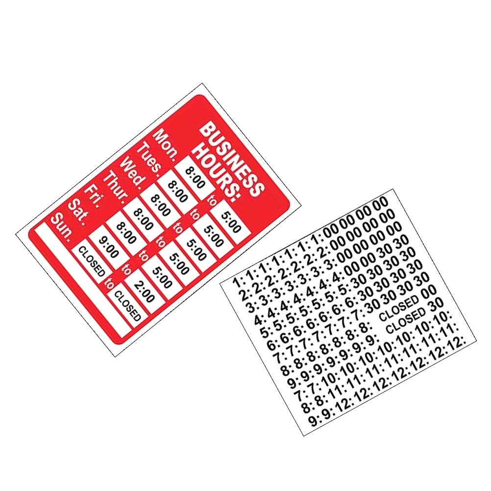 

2 Pcs Business Hours Sticker Store Open Sign Time Schedule Vinyl Plaques Signs Office Hour Retail Cafe Barbershop Decoration 29.50X19.50X0.10CM красный