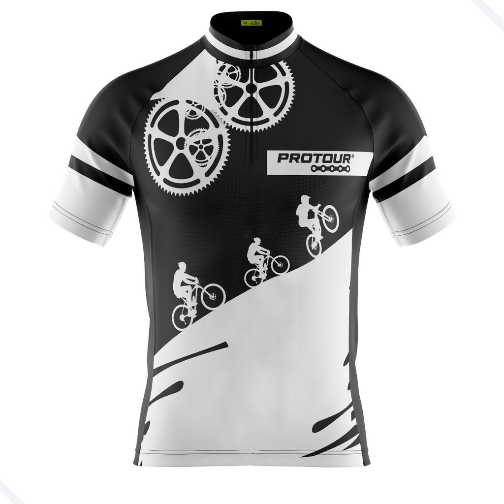 Camisa Ciclismo MTB Masculina Dry Fit Secagem Rápida com UV Respeite o Ciclista Preta Preta