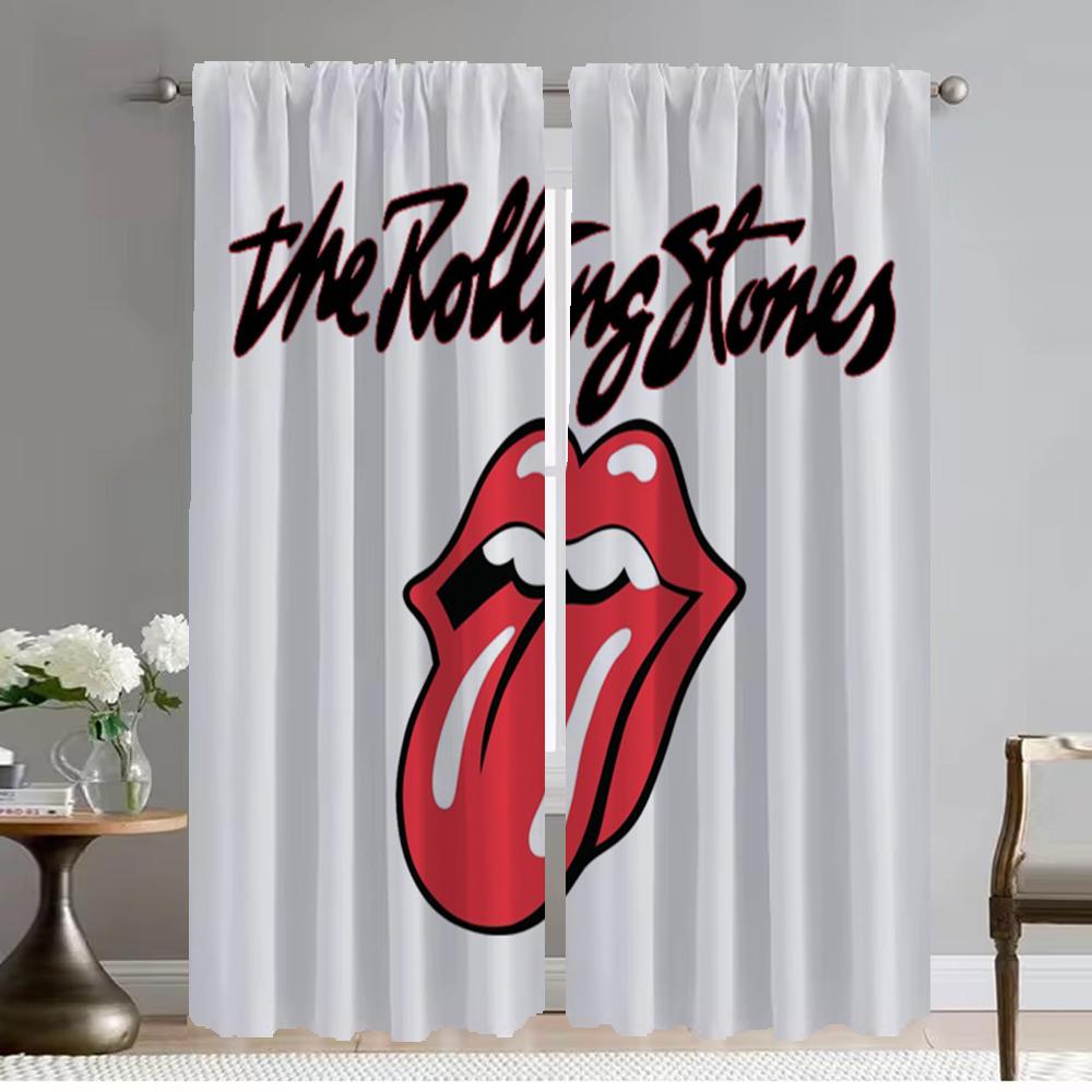 Curtains Child Room Rolling Stones Window Curtain for Room 2 Panel Tulle for Bedroom Home Interior Curtains Halloween Decoration