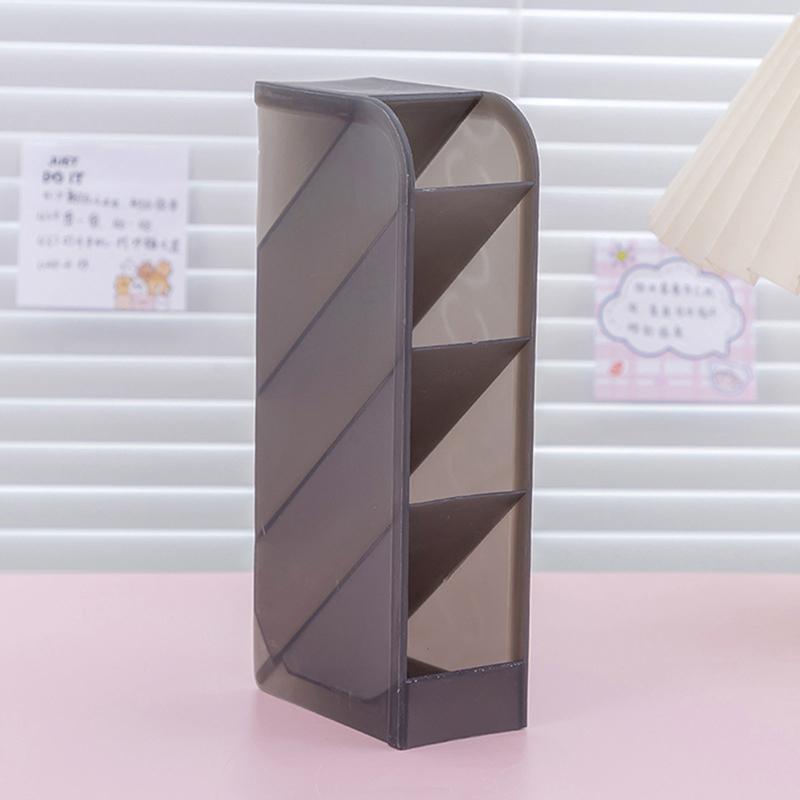Pen Container Oblique Insert Transparent Plastic Pen Organizer Storage Box School Supplies Desktop Office Makeup Pencil Holder
