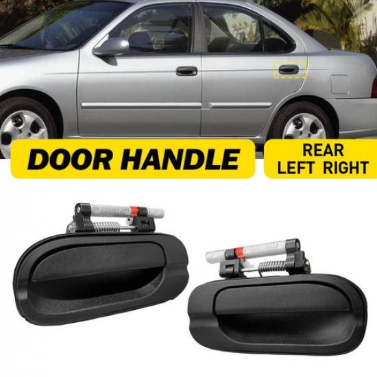 for 2000-2006 Nissan Sentra Rear Outside Handles Set LH RH Smooth Door Black EXV