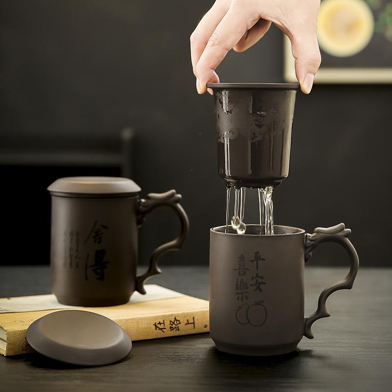 Purple Clay with Filter and Lid, Large Capacity Master , - Separation Office , Tea Brewing , Water Cup,