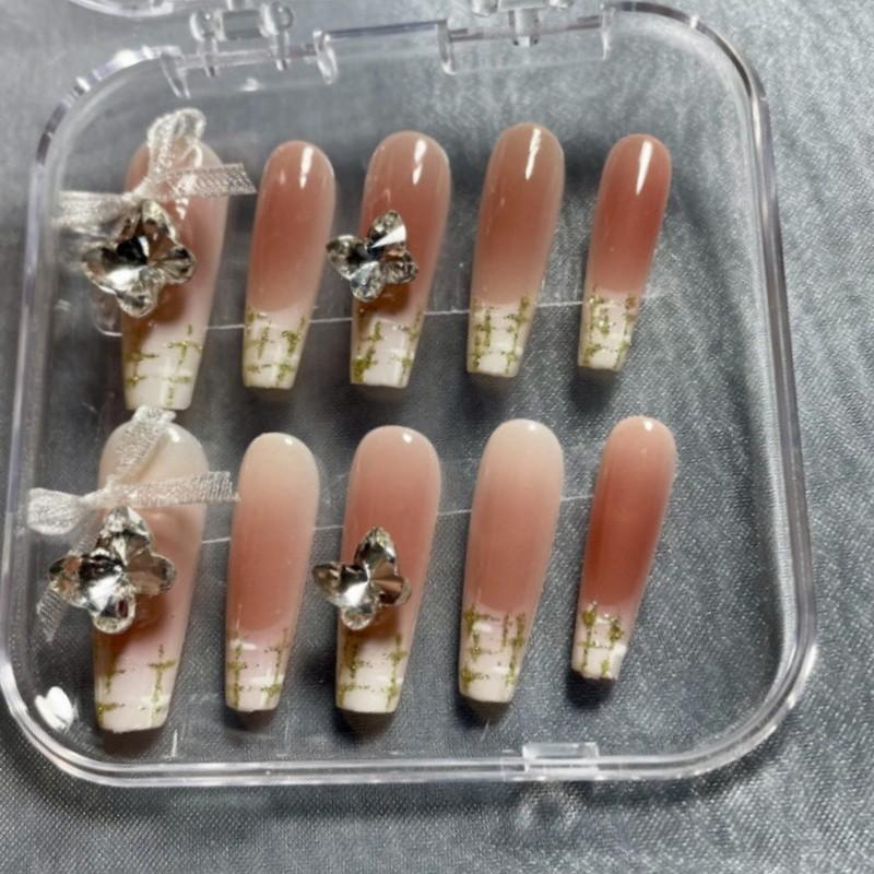 

Nail Bow Artificial Nude French Style Gorgeous Manicure Wearable Nails Reusable S