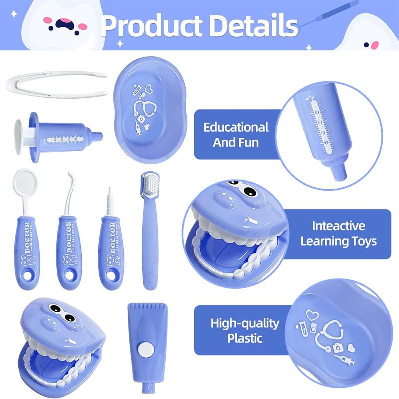 9PCS Dental Pretend Play Set Preschool Educational Dentist Play Kit with Teeth Model Fun Pretend Play Doctor Kit for Kids
