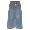 Spring/Summer 2025 High-Waisted Button Denim Skirt for Pear-Shaped Women - Mid-Length A-Line with Slit