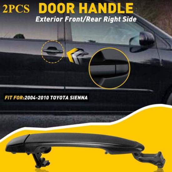 2pc Outside Exterior Door Handle Front Left Side Driver Black fits Toyota Sienna