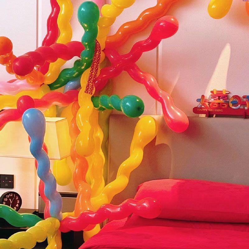 Rainbow Twist Balloons for Wedding and New Home Decor - Colorful Bedside and Living Room Arrangement Supplies