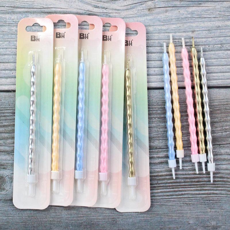 Single Birthday Candle Paris Streaming Color Long Pole Creative Spiral Suction Card Independent Party Candle