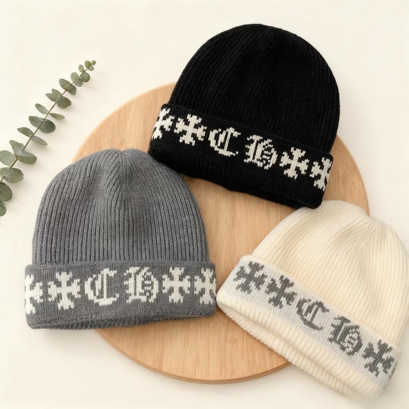 Toamnă și Iarnă Îngroșat pentru Păstrarea Căldurii Pălărie Tricotată Jacquard Femei Literă Păstrarea Căldurii Circumferință Mare a Capului Pălărie Mao Baotou cu Linie