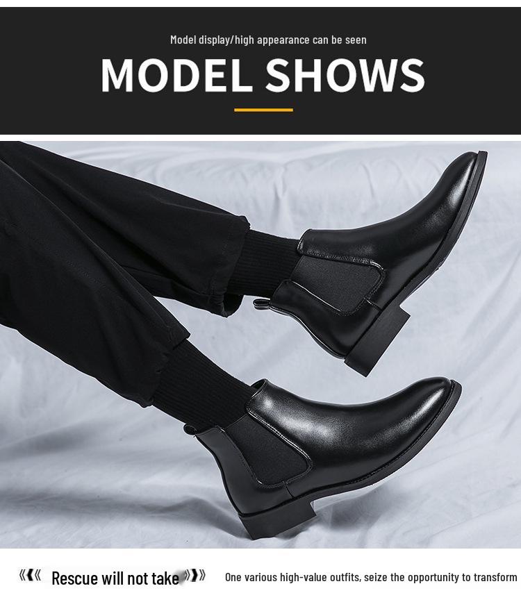 Men's Autumn/Winter 2025 Pointed Toe High-Top Leather Boots – Business Chelsea Slip-On Martins