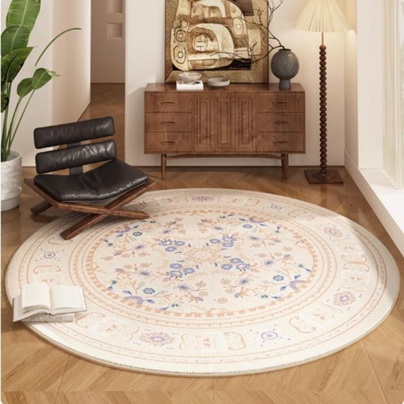 Lounge Area Circular Carpet - Easy To Clean, American Retro Persian Style Balcony, Study, Cloakroom Floor Mat