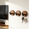 Round Walnut Wood Hooks, Walnut Wood No-Drill Hooks,Strong Adhesive Wall-Mounted Hooks,Door Back Kitchen Bathroom Storage Hooks