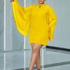 New temperament fashion horn sleeve pleated nail drill loose A-shaped dress
