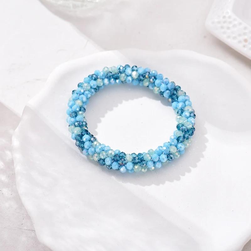 Fashion Colorful Crystal Bracelets for Women Unique Simple Elastic Rope Temperament Charm Bracelet Hairband Jewelry