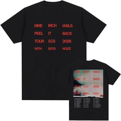 NIN Nine Inch Nails Peel It Back Tour 2026 T-shirt Cotton Short Sleeve Tshirts Rock Band Street Style Fashion T Shirt