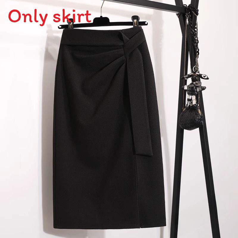 High Waist Slimming Asymmetrical Skirt With Slit For Office And Casual Wear