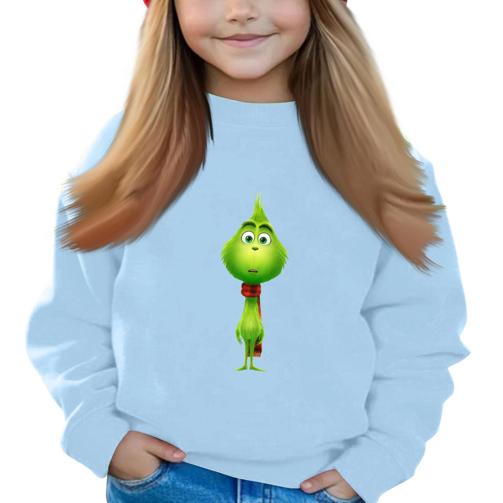 

Рождественские пуловеры с круглым вырезом для девочек, детские топы с принтом 120