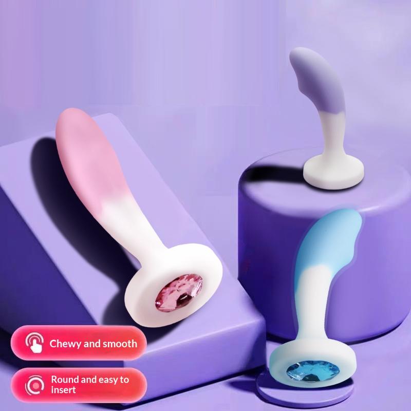 Silicone Anal Dilatancy Dildos Adult Sex Toys Anal Plug G-point Massage Gem Crystal Base Butt Plug Anal Masturbation Stimulator