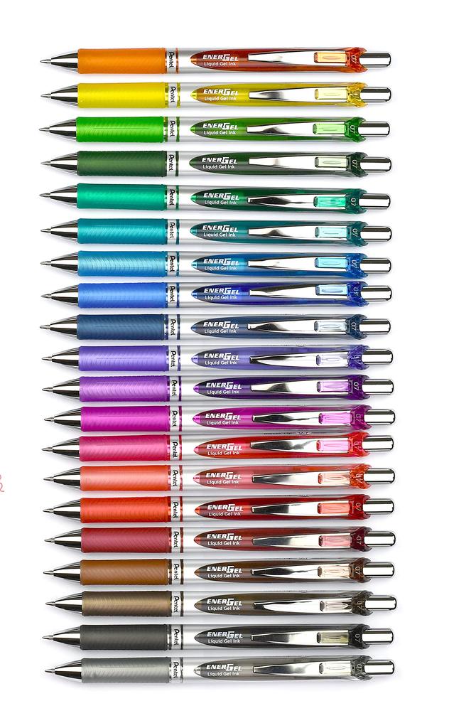 PENTEL Ballpoint Pen Gel Ink Energel Knock Type Limited Silver Shaft 20 Colors 0.7mm BL77-20