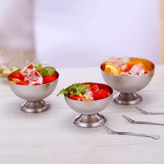 Stainless Steel Ice Cream Cups Dessert Bowls for Ice Cream Smoothies Custards Salads Mousse Snack Serving Portable Stackable Kitchenware