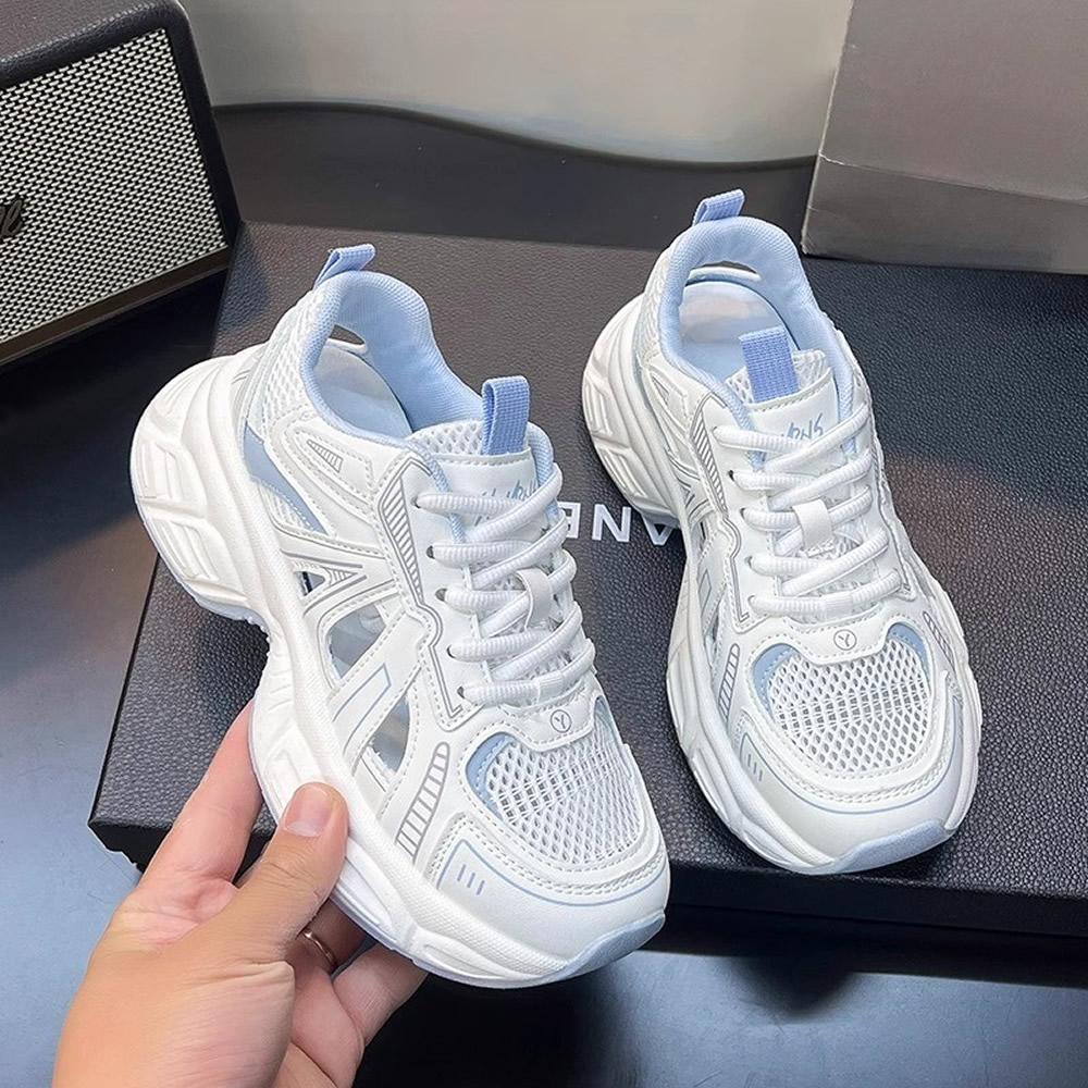 Women's Summer Lightweight Breathable Mesh Hollow out Dad Sneakers Casual Sports Travel Shoes Popular Internet White Sneakers