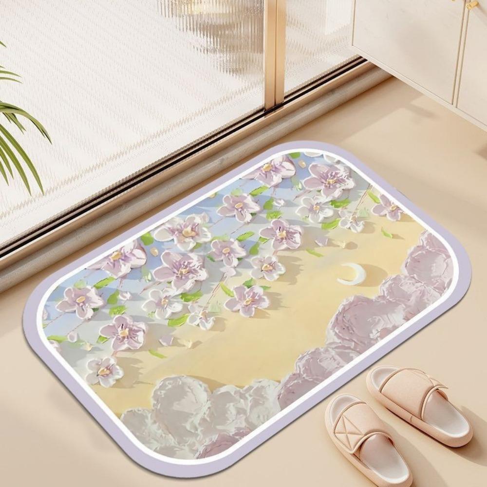 2 stücke Blume Toilette Rutschfeste Matte Toilette Tür Saugfähigen Badezimmer Schmutz-beständig Kieselalgen Schlamm Kissen