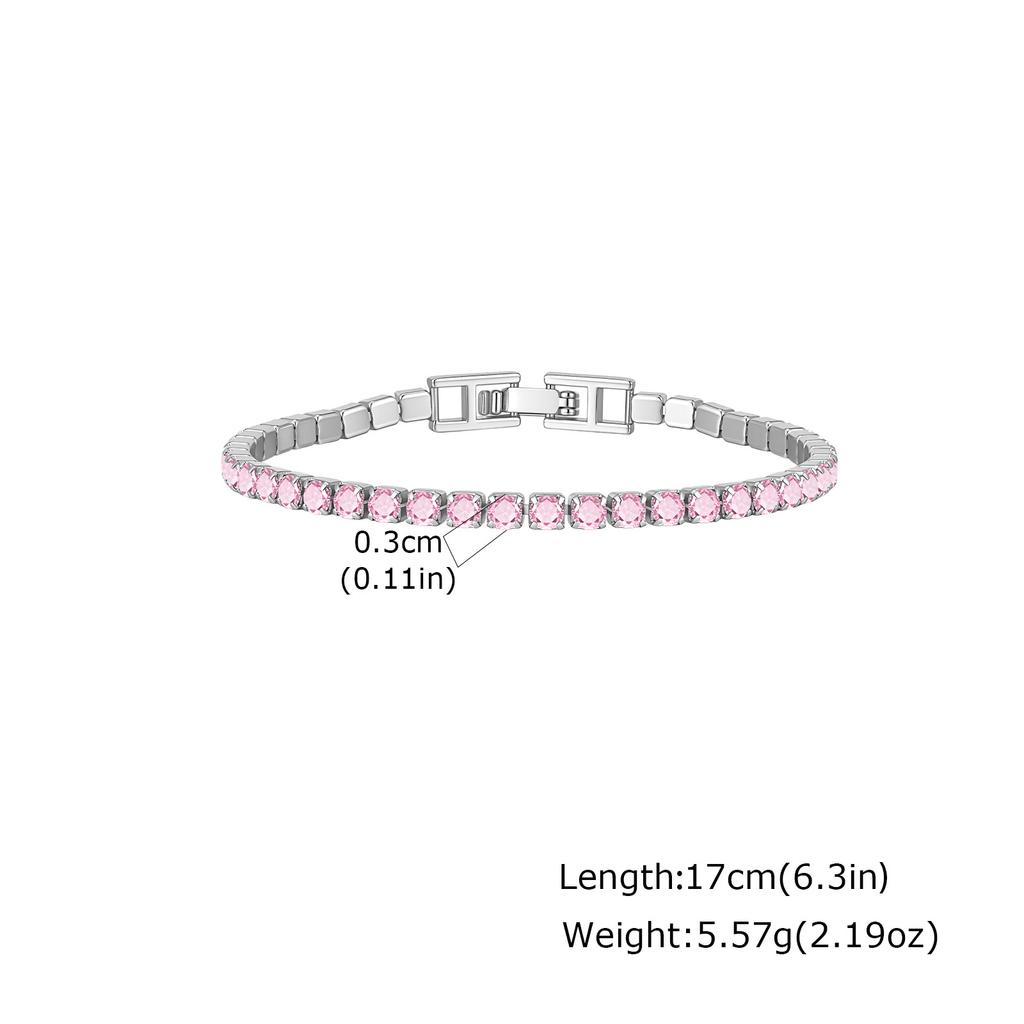 Adjustable Colorful Crystal Tennis Bracelet for Women High Quality 3mm Cubic Zircon Chain Bracelets Luxury Fashion Jewelry Gift