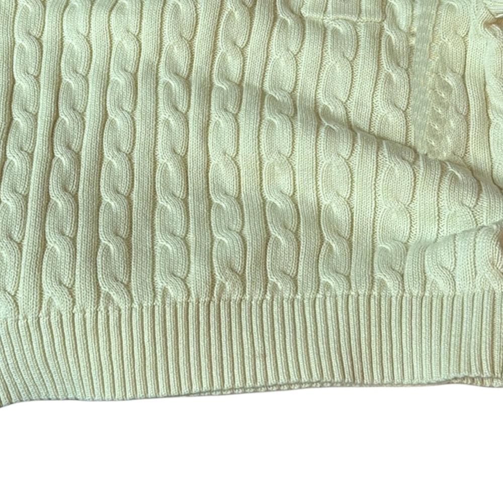 Polo Ralph Lauren Solid Color Logo Embroidered Cable Knit Short Sleeve Sweater Kids Sweater Cream-White 313945437-003