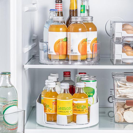 Fridge Storage Box Spice Rack 360-Degree Rotatable Design Large Capacity Transparent Turntable