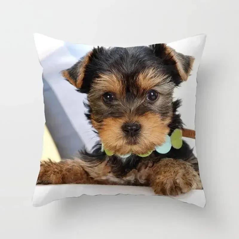 VIKAMA Yorkshire Dog Hd Pillow Case Cute Pet Print Detachable Washable Pet Style Living Room Sofa Bedroom Pillow Case