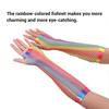 1 Paar Damen Glänzende Regenbogen Bedruckte Netzhandschuhe Aushöhlen Braut Fingerlose Handschuhe für Hochzeit