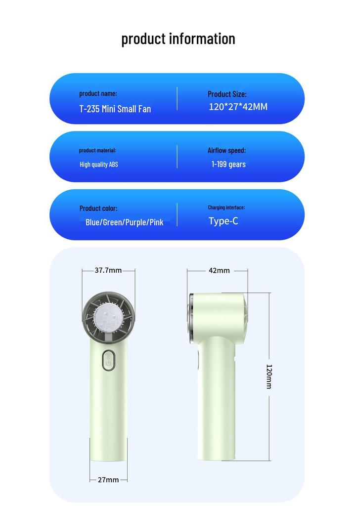 Portable Handheld Fan with 5 Speeds & Long-lasting Battery, Ideal for Home & Outdoor Use with Semiconductor Cooling