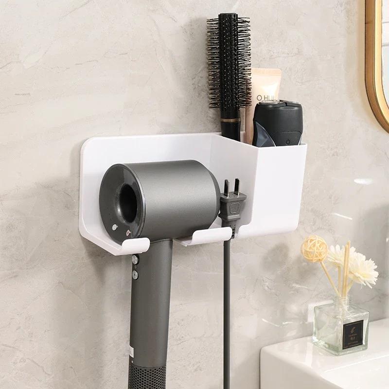 Hair Dryer Holder Wall Mounted Hair Straightener Dryer Hair Stand Bathroom Organizer Shelves Washroom Organization Shelves