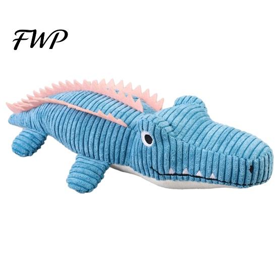Cute Animal Shape Plush Toys Corduroy Crocodile Dog Toy, Squeaky Chew Soft Stress Relief Pet Products Stuffed for Small To Medium Dogs Biting,