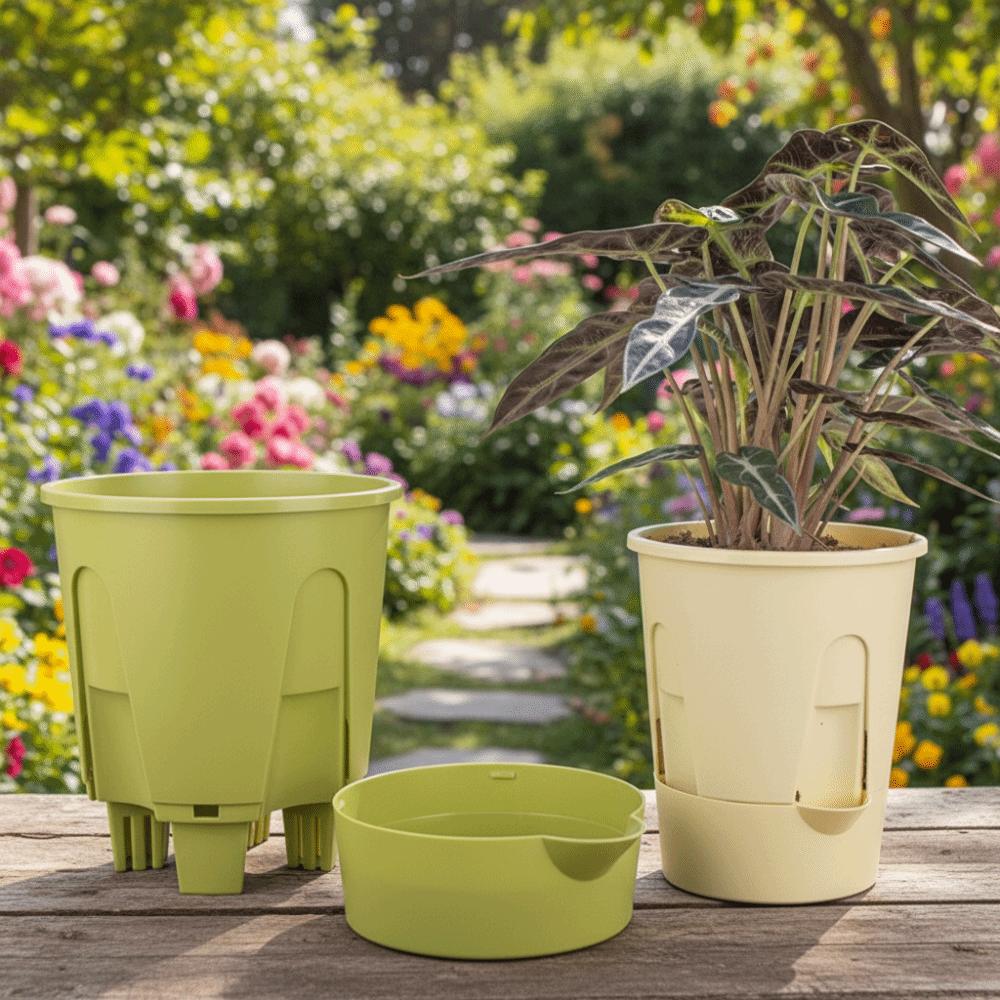 Plastic Self Absorbing Flowerpot Thickened Water Storage Hydroponic Flowerpot Tall Drain Holes Large Capacity