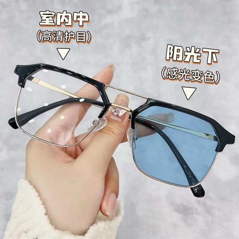 Outdoor Color Changing Photochromic Myopic Glasses Classic Minus Diopter Glasses for Men Women Square Short Sighted Eyewear