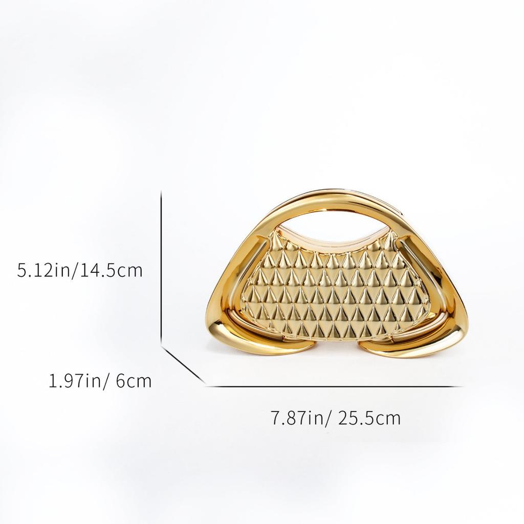 Fashion Special-Shaped Acrylic Bag Hard Shell Metal Feeling Dinner Bag Women'S Grid Trapezoidal Evening Bag Chain Banquet