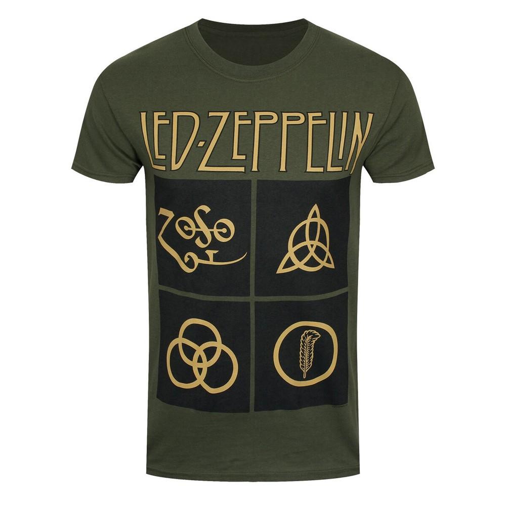 Футболка Led Zeppelin Золотые Символы Рок-группа Новая Черная Официальная Унисекс Футболка L