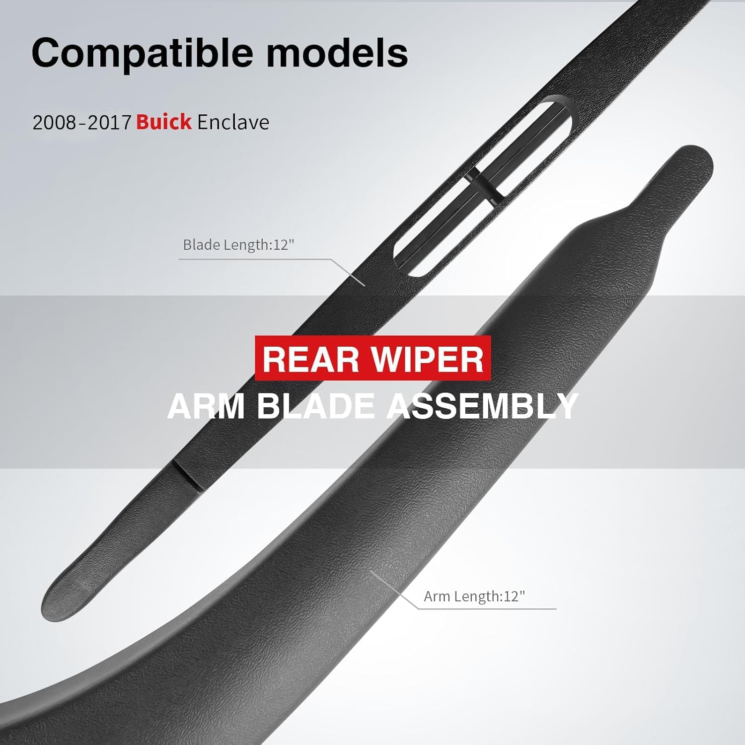 Replacement for 2008-2017 Buick Enclave Rear Windshield Back Wiper Arm Blade Complete Set