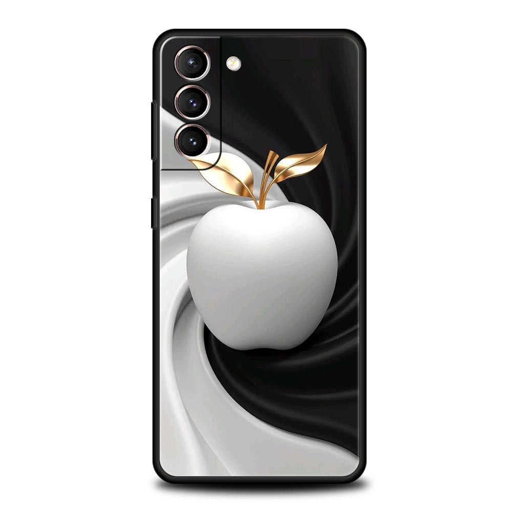 Happy Black Apple Phone Case Cover for Samsung Galaxy S26 S25 S24 S23 S22 S20 S21 FE Ultra S25 Edge Plus 5G Soft TPU Shell Capas