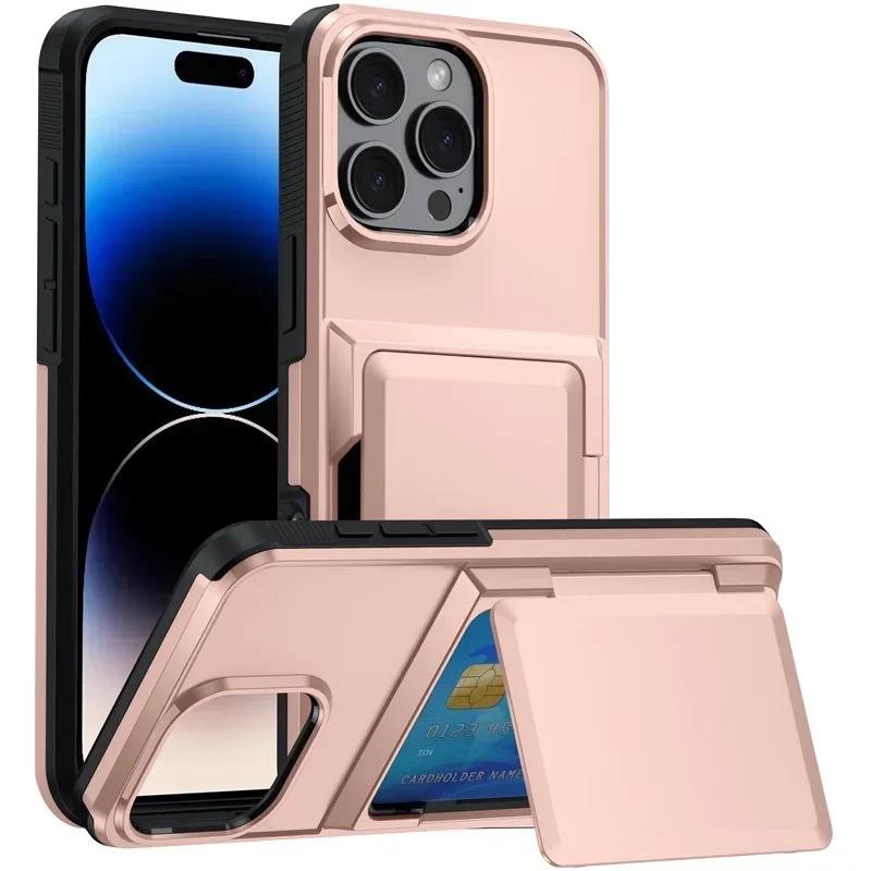 Für iPhone 16 SE 16 Pro Max 15 14 Plus 13 12 Pro Max Brieftaschenhülle mit verstecktem Kartenfachhalter Robuste schützende Handyhülle