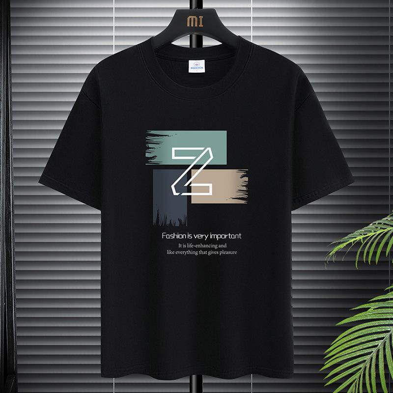 Simple Graphic Tshirt for Men Plus Size Round Neck Tee Shirts Pure Cotton Harajuku Tops Male Clothing Summer New Short Sleeve