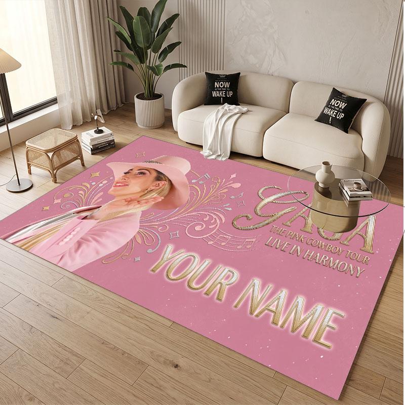 Custom Name Crystal Velvet Rug,Lady Gaga Comfortable Anti Slip Floor Mat For Room Decoration