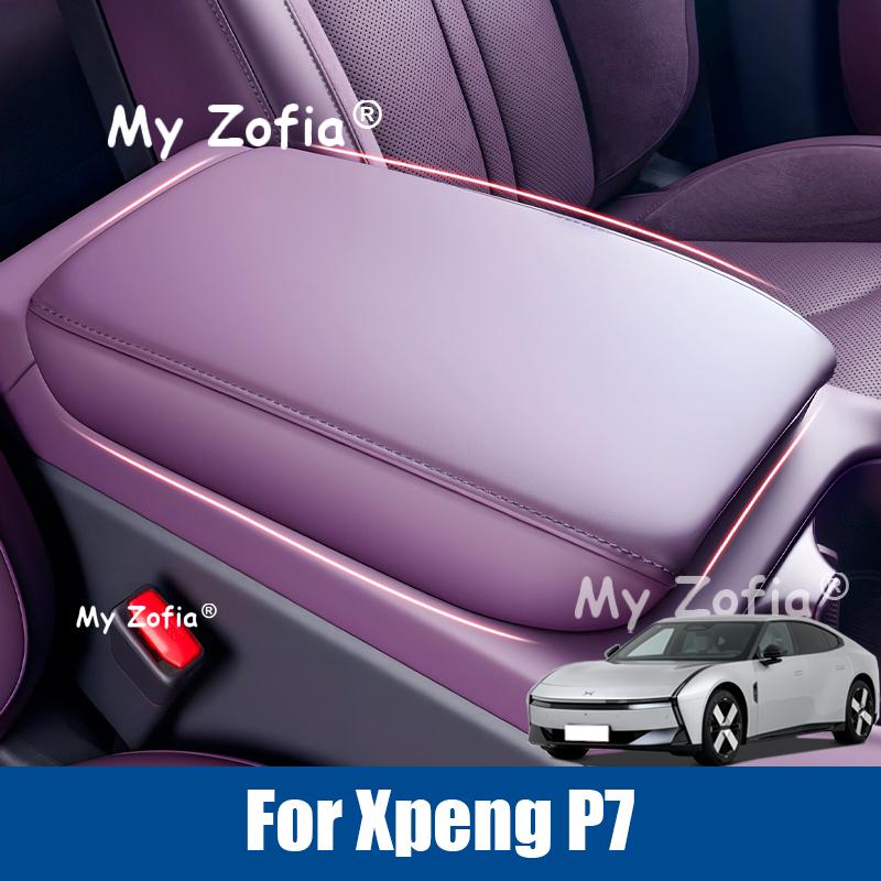 For XPeng P7 2025 2026 Car Leather Armrests Box Cover Decorative Interior Center Console Cover Trim Accessories