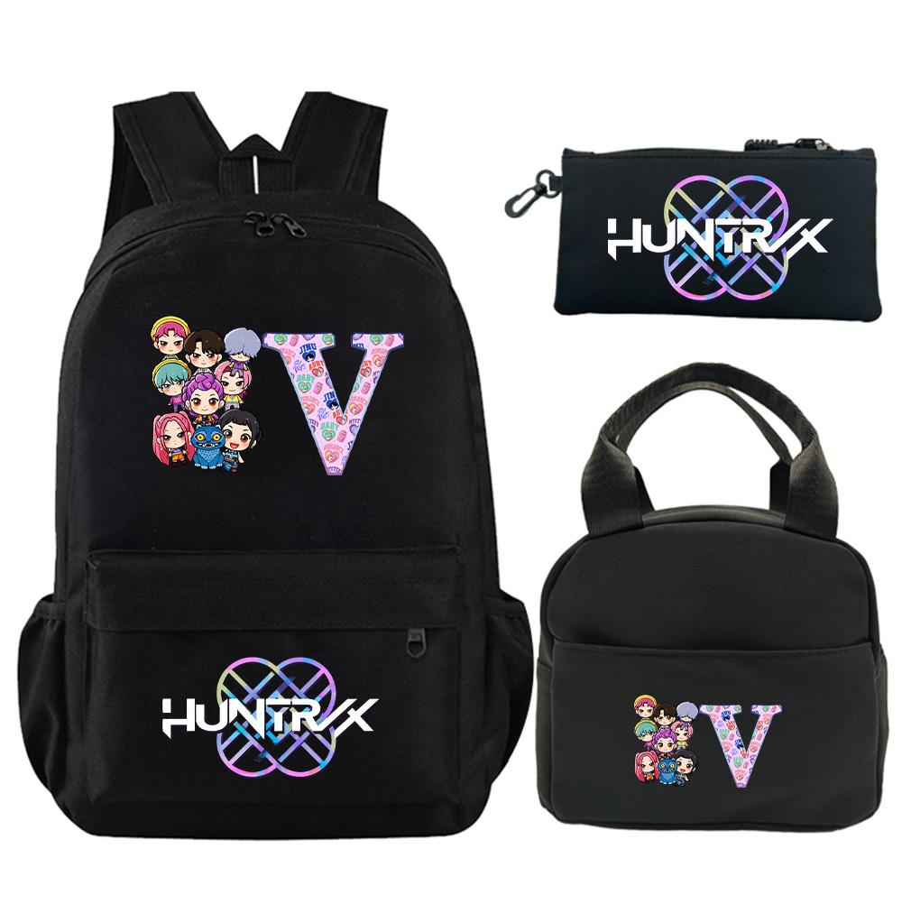 3Pcs/set 26 English Letter Printed Backpack with Shoulder Bag Pencil Case for Teenager Student Boy Girl Schoolbag Large Capacity Bookbag Kid Gift