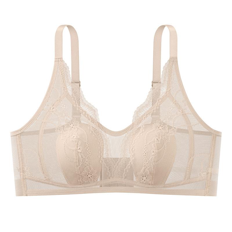 Coquette Lace Rabbit Ear Cup Bandeau Bra, Wireless Anti-Exposure Push Up Minimizer Breathable Women Tube Bra M