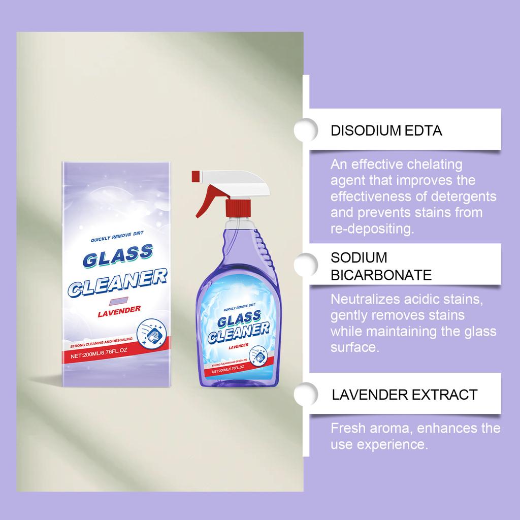 Lavender Scented Glass Cleaner,, Dirt, And Grease Stains; A Household Cleaning Agent For Glass Surfaces. 200ml