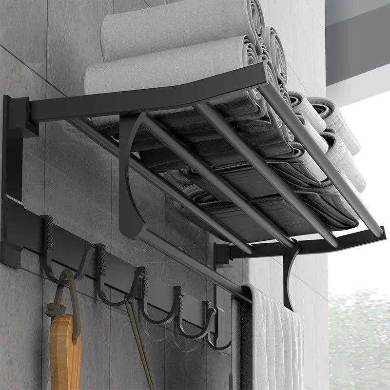 RWJ Bathroom Towel Rack Punch-Free Towel Rod Bathroom Storage Rack Bath Towel